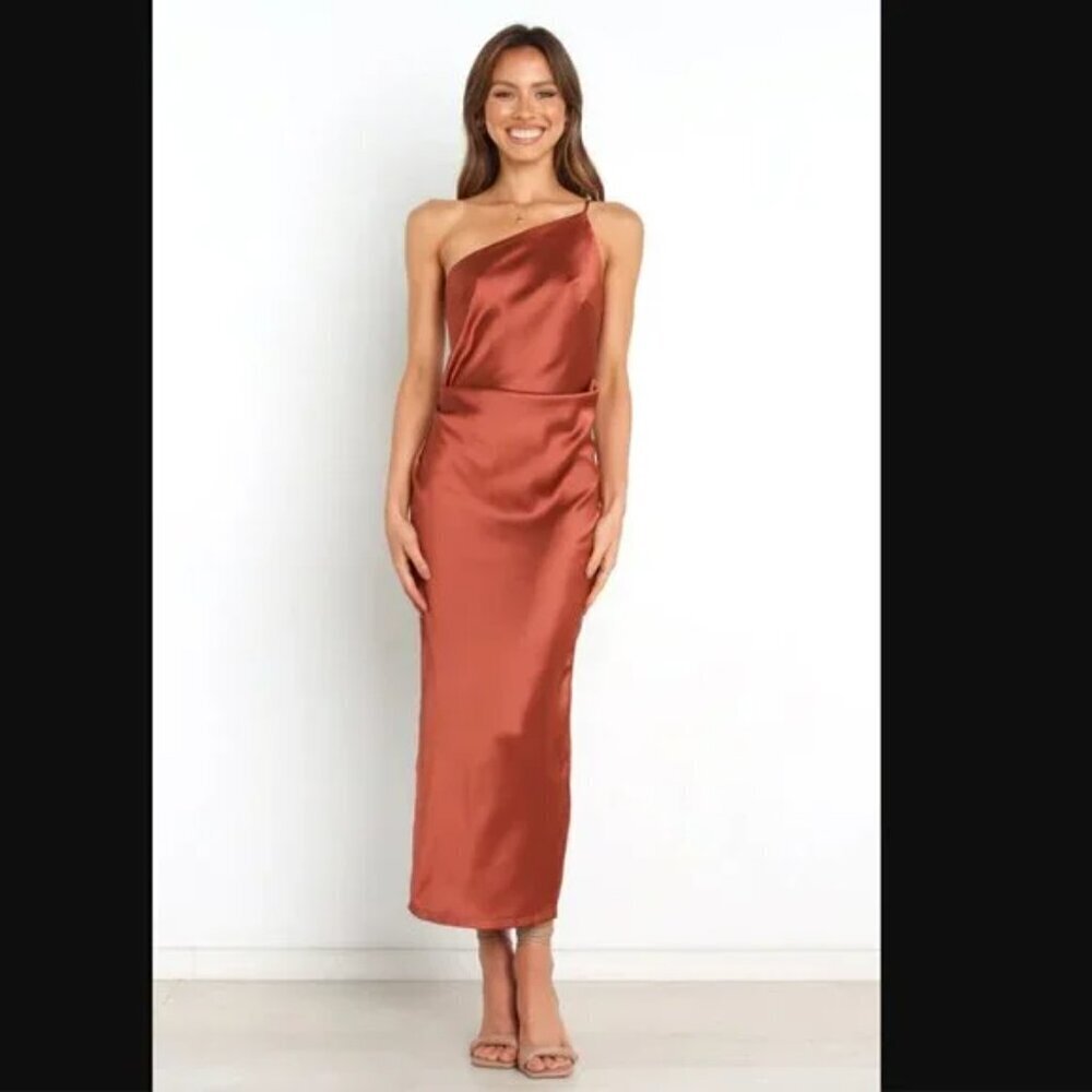 Petal & Pup One Shoulder Rust Dress